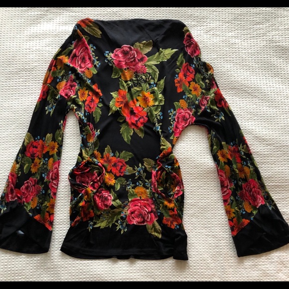 Ladies Small Free People Black Floral Mini Dress - Picture 4 of 7